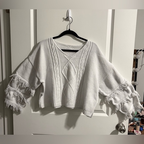 SHEIN Sweaters - SHEIN white Fringe Sweater